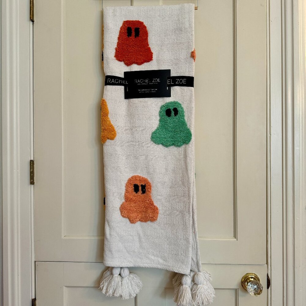 Rachel Zoe Colorful Ghost Throw Blanket TikTok Viral Halloween Tassels NWT